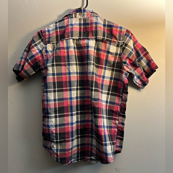 Plaid Button Down Short Sleeve Kids Boy Shirt - Picture 3 of 3